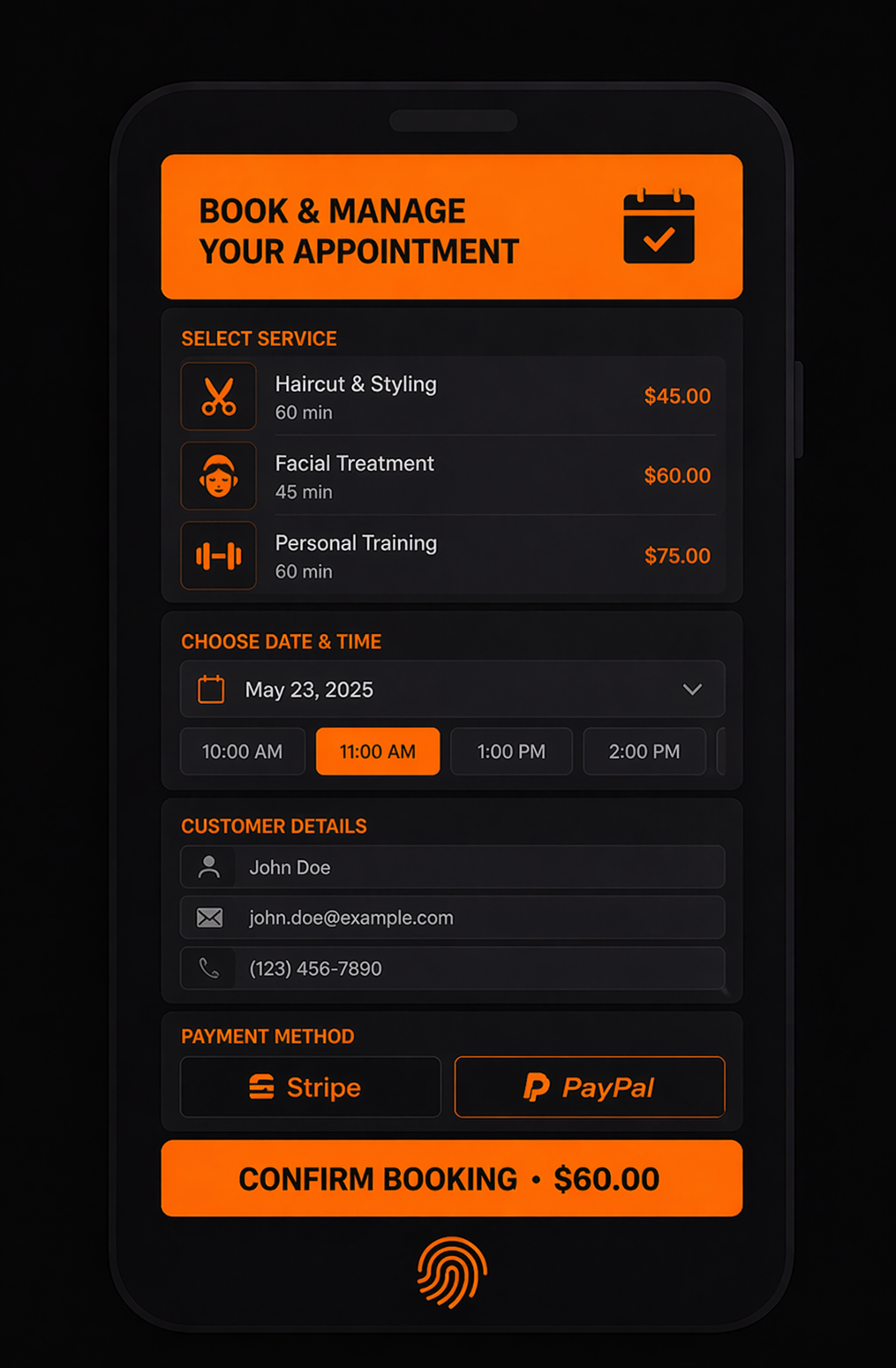 Booking mobile app UI