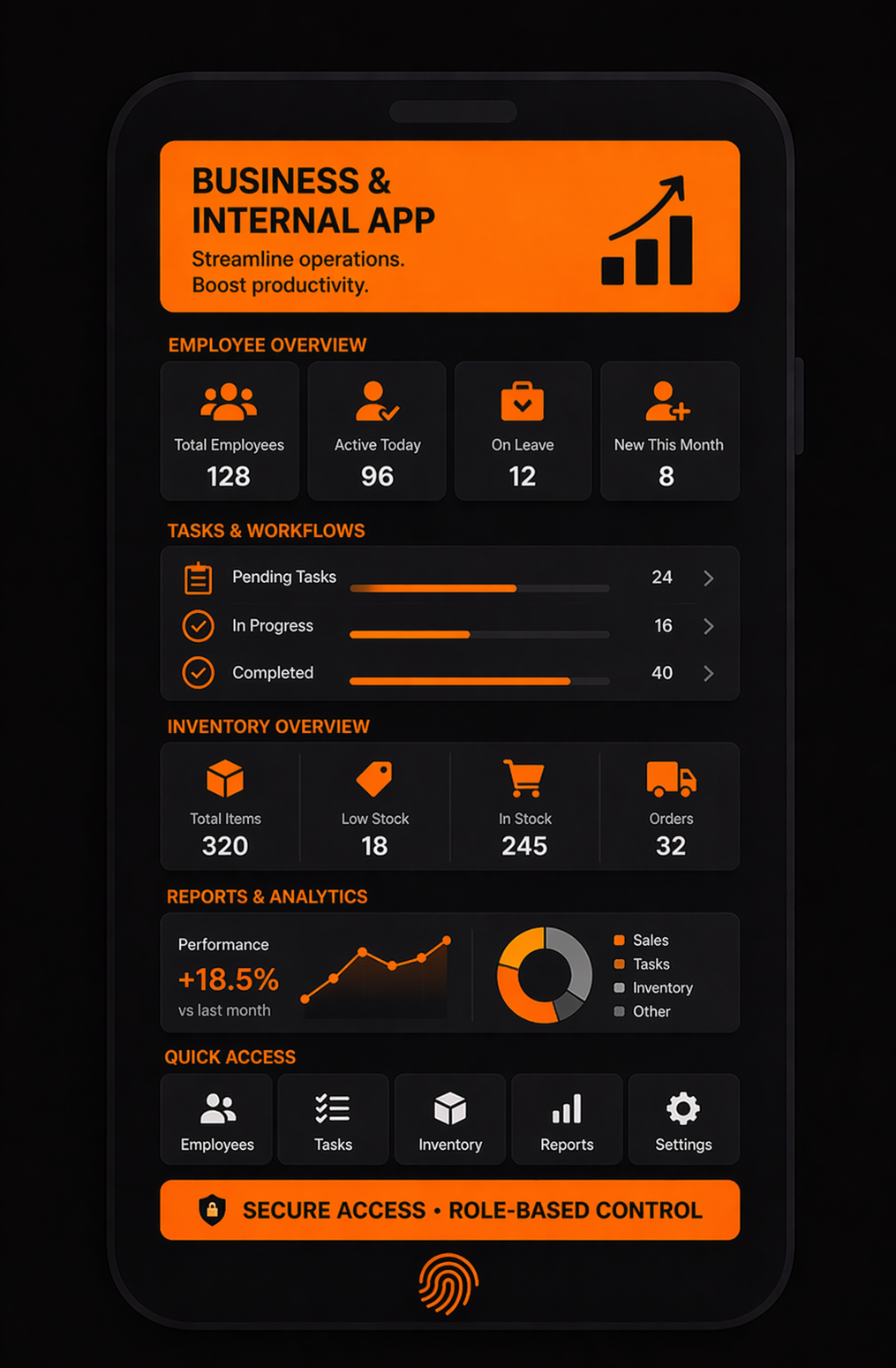 Business mobile app UI